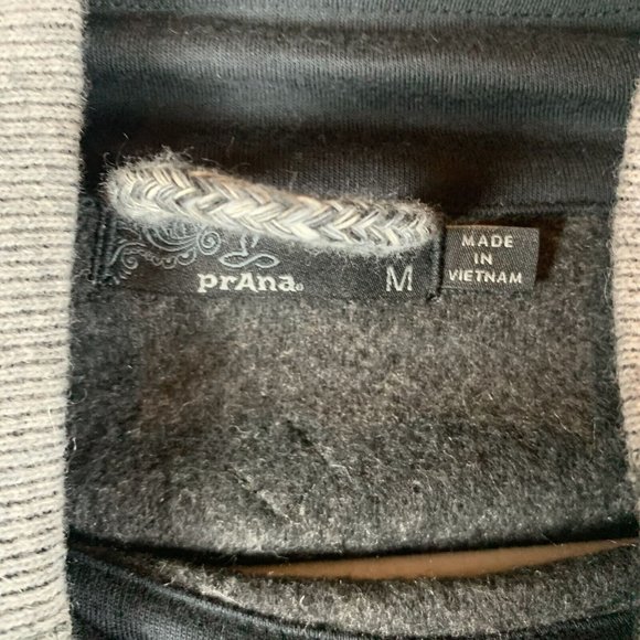 prAna Sweater Women's Medium Gray Wool Knit Button Hem Drawstring Mock Neck 7616 - Picture 4 of 7